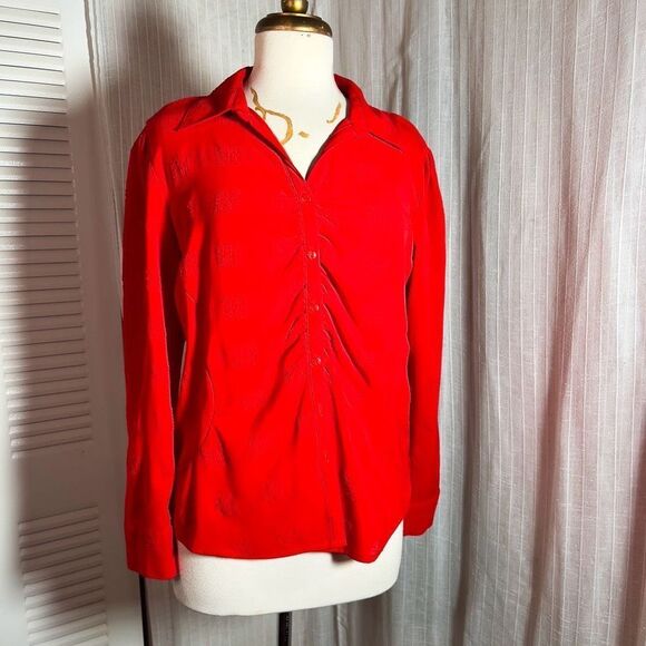 Claudia Richard | Women’s | Blouse | L | Vintage Red Button Down Textured Top - Picture 1 of 5